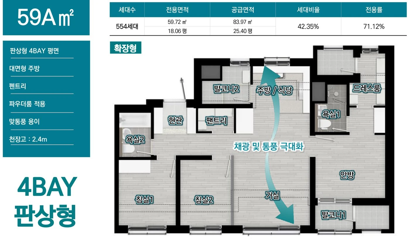 오남역 서희스타힐스 59A㎡ 평면도