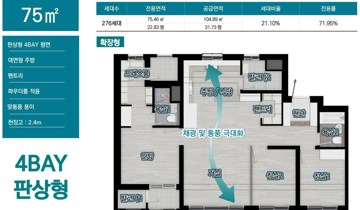 오남역 서희스타힐스 75㎡ 평면도